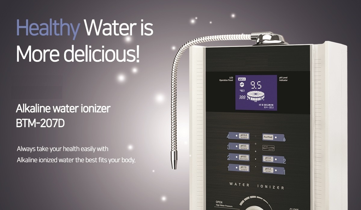 Alkaline Water Ionizer with Single Filter BTM207D / Made in South Korea, CE Approval, 5 and 7 Plates