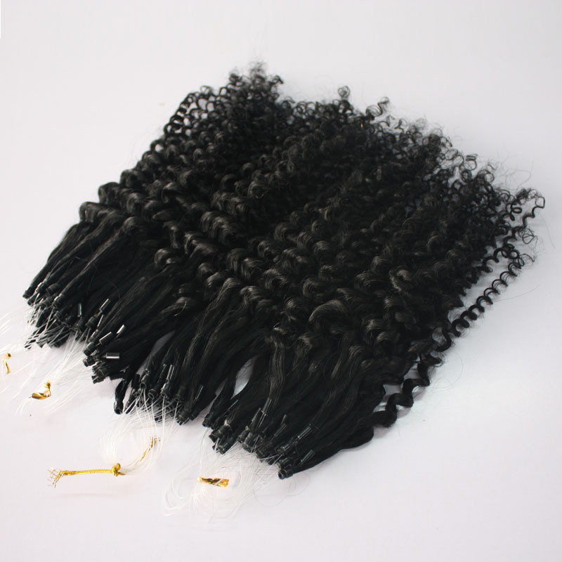 Unprocessed virgin brazilian hair 0.5g/strand 400s a lot loop hair extensions/Jerry kinky curly micro ring hair extensions