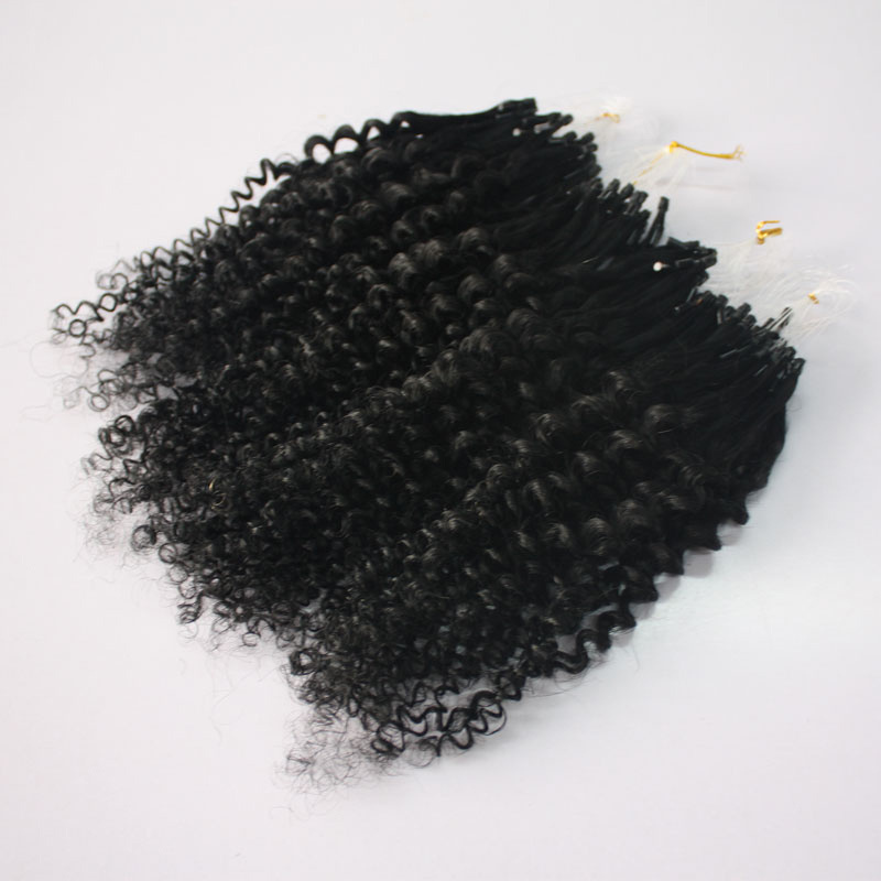 Unprocessed virgin brazilian hair 0.5g/strand 400s a lot loop hair extensions/Jerry kinky curly micro ring hair extensions