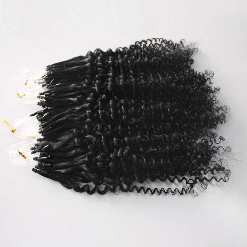 Unprocessed virgin brazilian hair 0.5g/strand 400s a lot loop hair extensions/Jerry kinky curly micro ring hair extensions