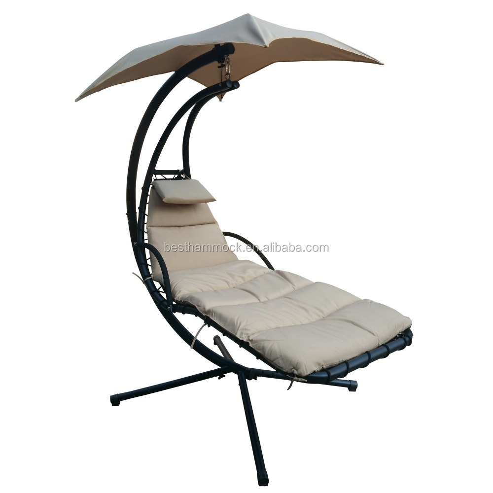 Hanging Chaise Lounger Chair Arc Stand Air Porch Swing Hammock Chair Canopy