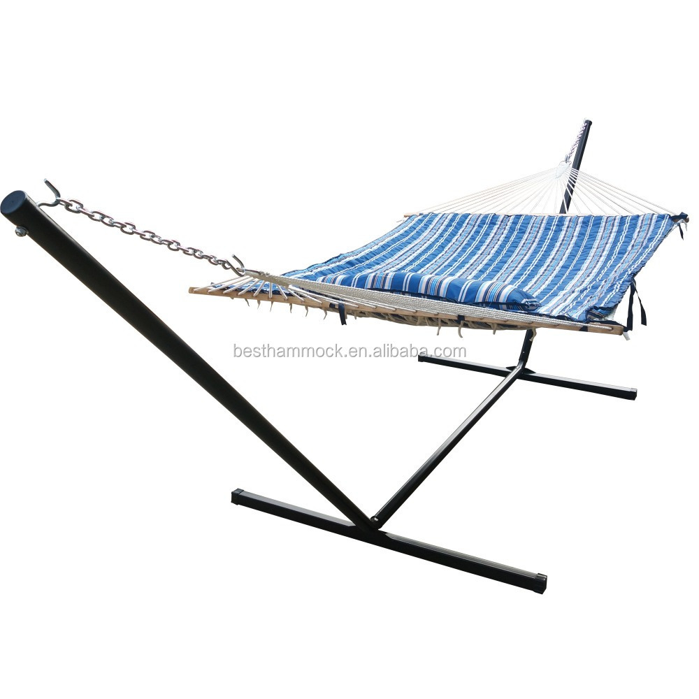 15 Feet Heavy Duty Steel Hammock Stand with Hooks and Chains, for Spreader Bar Hammocks, 450 Pounds Capacity