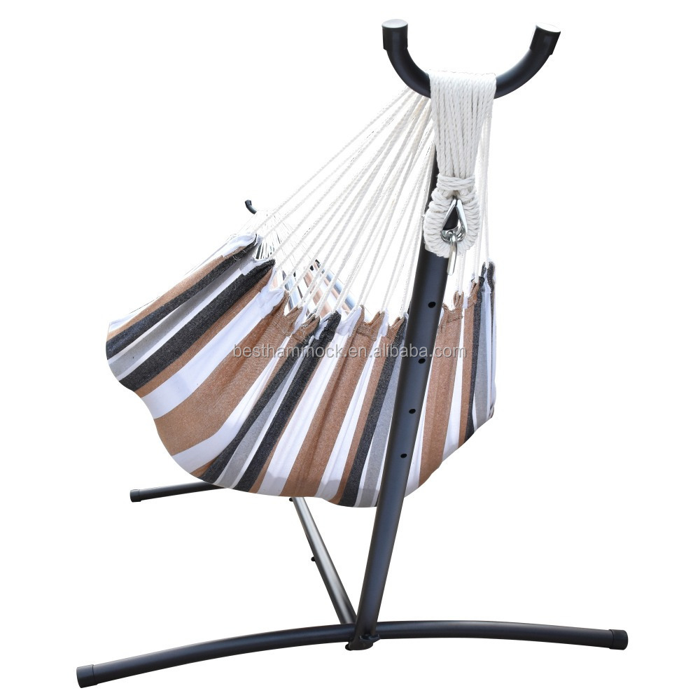 Double Hammock With Space Saving Steel Stand Includes Portable Carrying Case