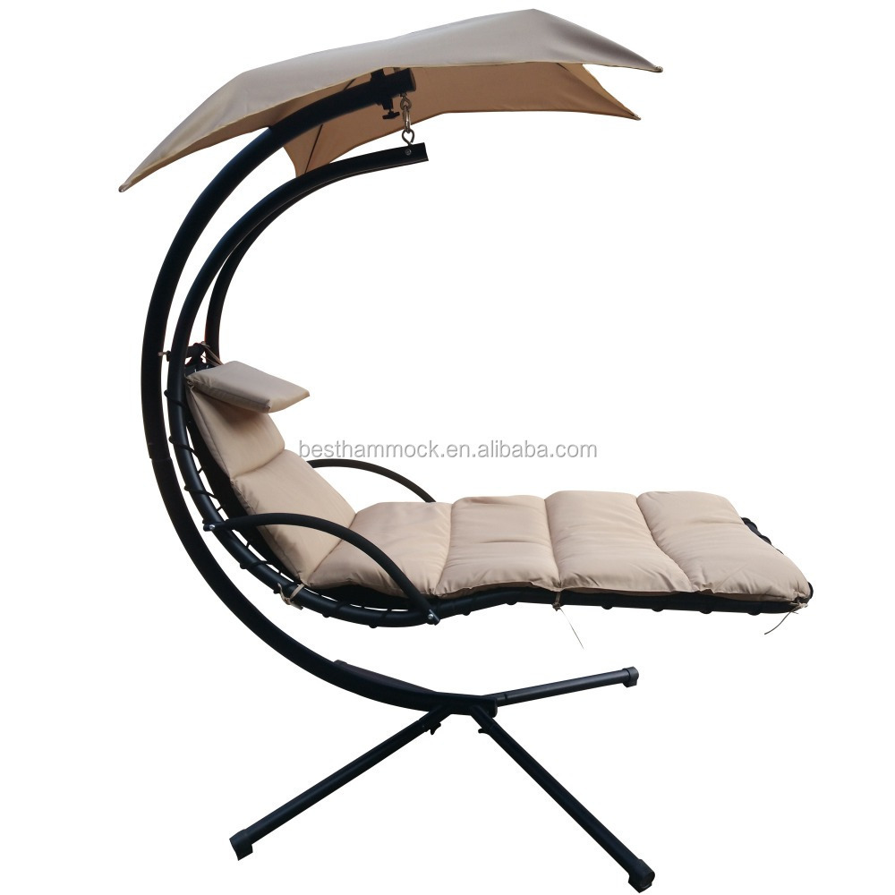 Hanging Chaise Lounger Chair Arc Stand Air Porch Swing Hammock Chair Canopy