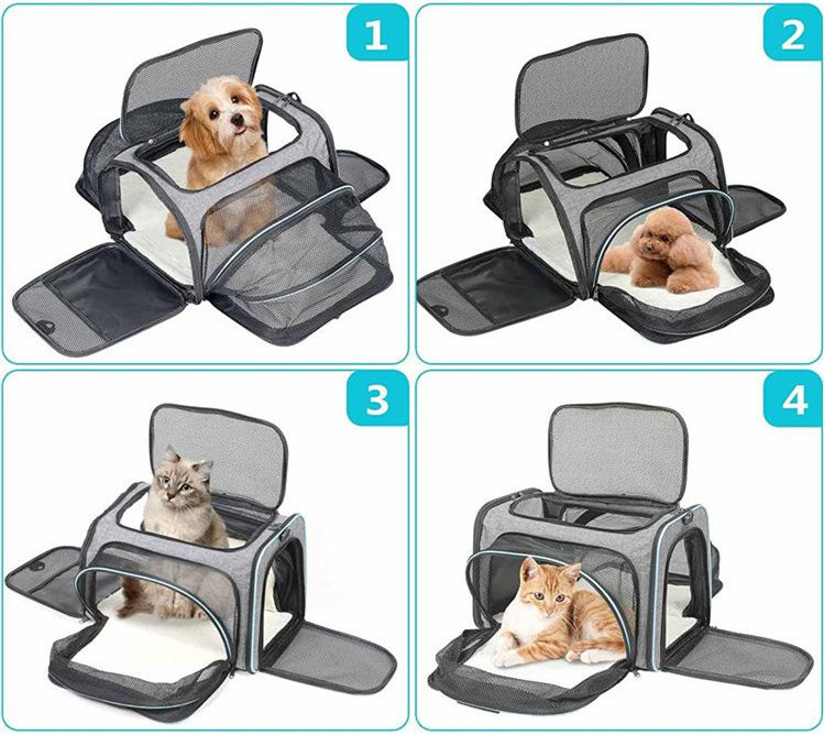 Expandable Soft Sided Airline Approved Travel Bag Pet Carrier Dog Foldable Handbag Pet Tote Bag