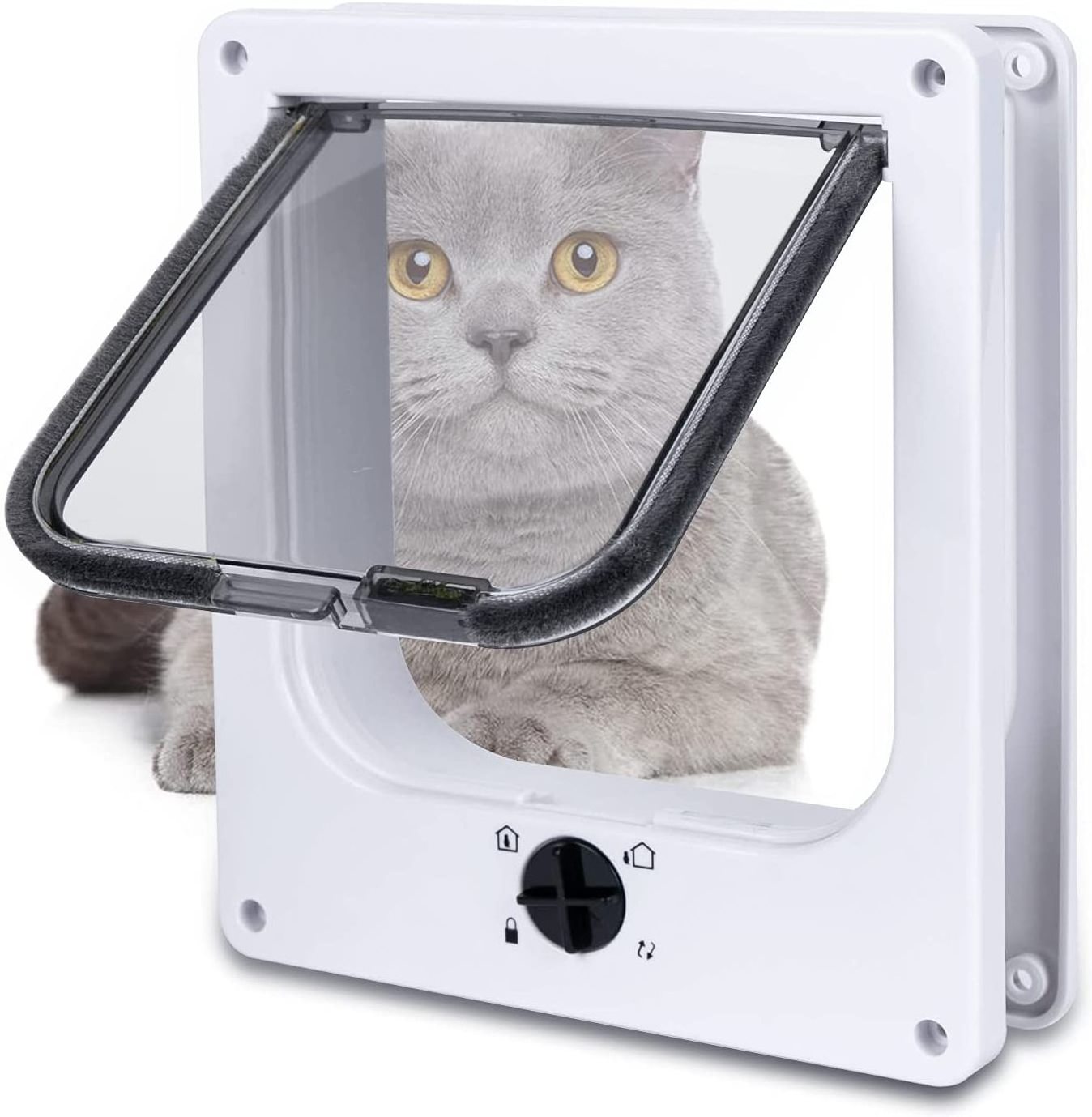 Quiet Pet Dog 4 Way Locking Cat Flap Door Magnetic Pet Door with 4 Way Locking for Interior Exterior Doors