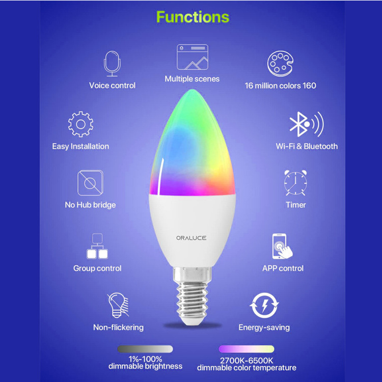 WIFI Bluetooth Voice Control Smart Light Bulbs