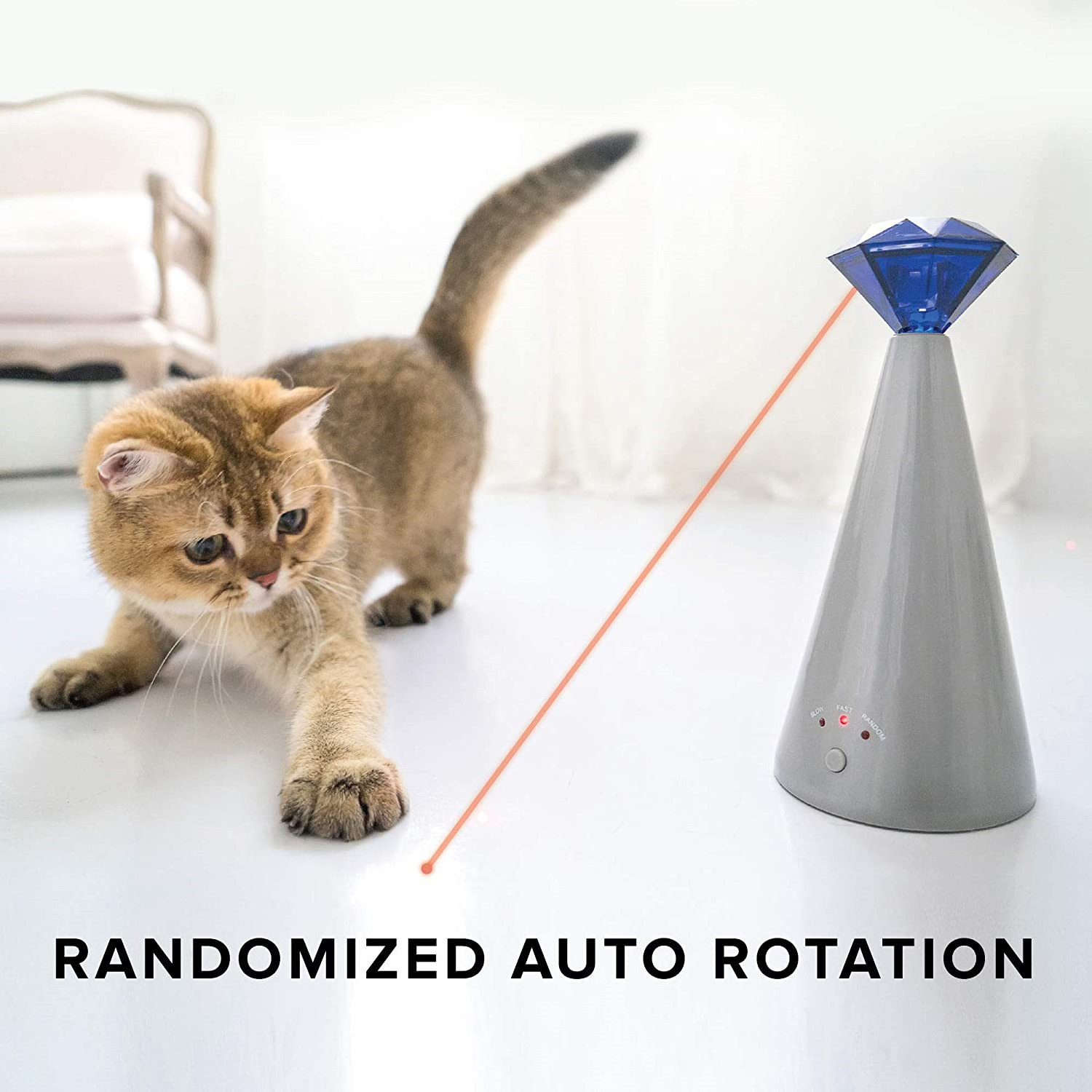 Interactive Laser Cat Toy Automatic Rotating Laser Pointer for Cats Electronic Toys 3 Speed Mode Auto Lazer