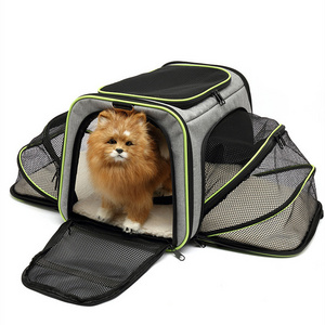 Expandable Soft Sided Airline Approved Travel Bag Pet Carrier Dog Foldable Handbag Pet Tote Bag