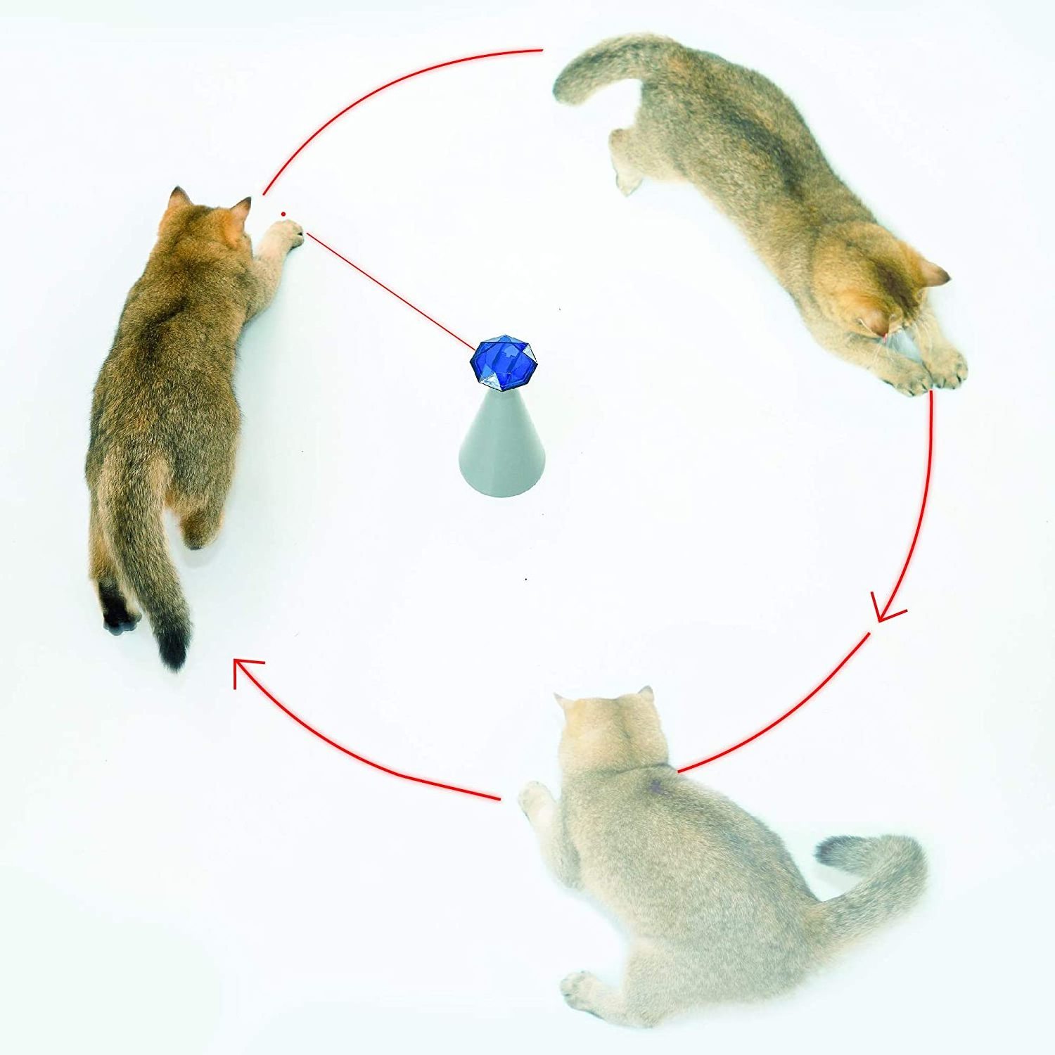 Interactive Laser Cat Toy Automatic Rotating Laser Pointer for Cats Electronic Toys 3 Speed Mode Auto Lazer