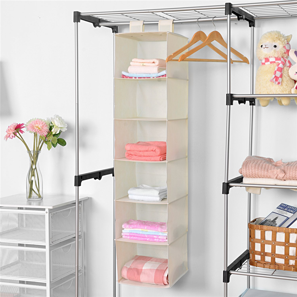 6-Shelf Collapsible Hanging Accessory Shelves 6 cubbies hanging organizer