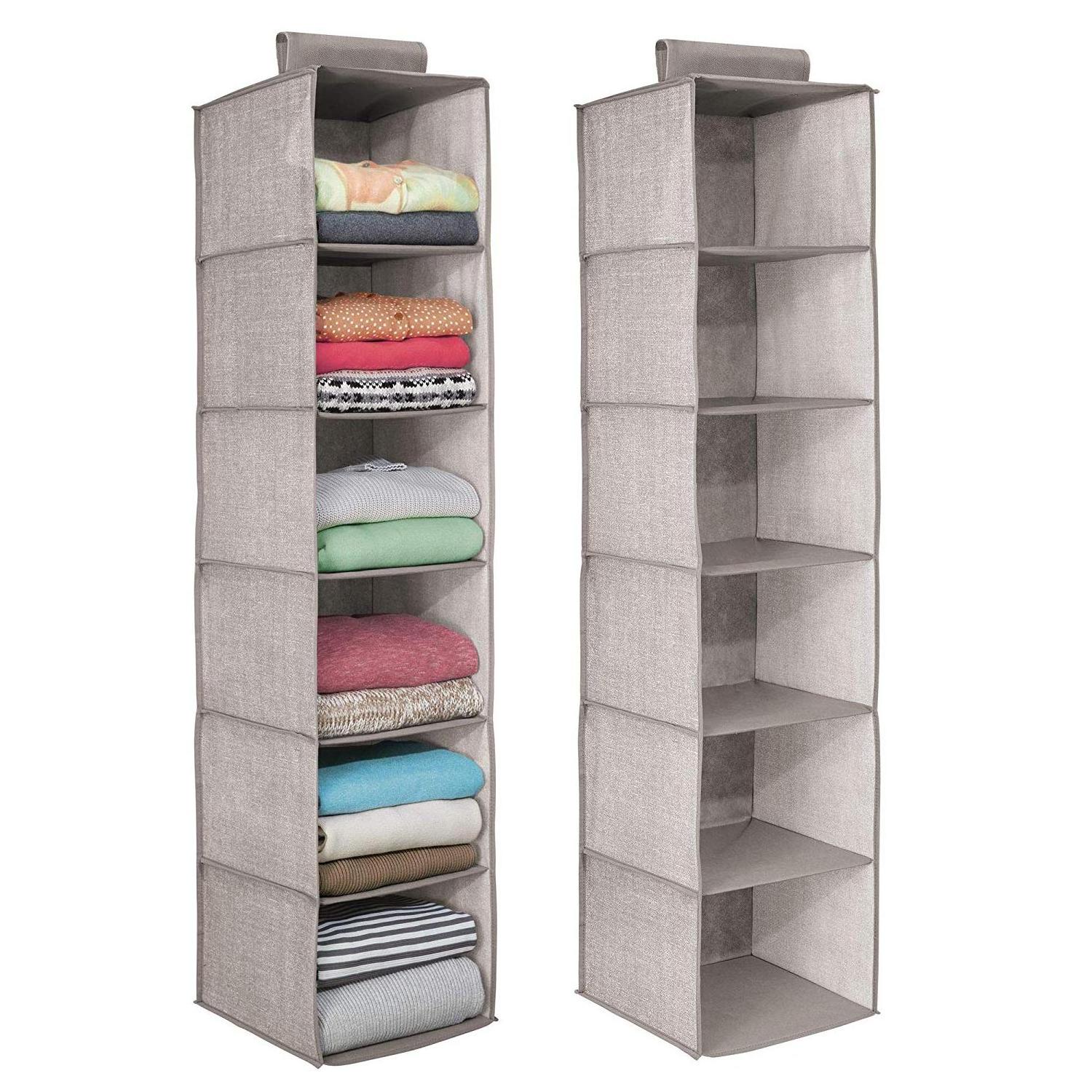 6 shelf hanging closet organizer grey nonwoven storage for Cloth,Collapsible storage organizer for closet