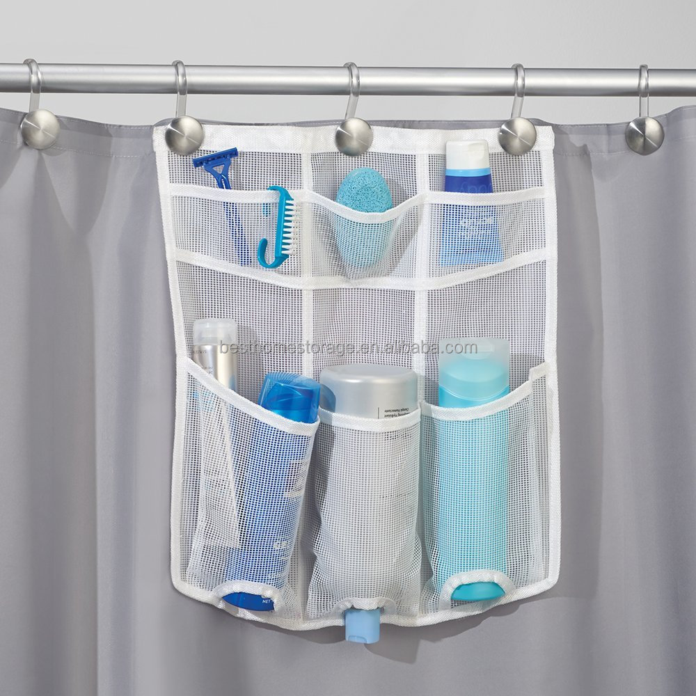 Bathroom Over The Door Nylon Shower Caddy holder Organizer, for Shampoo, Conditioner, Soap - White