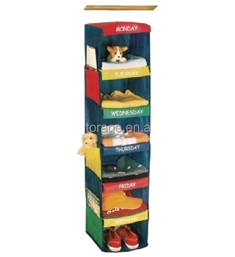 Colourful kids clothes hanging closet organizer