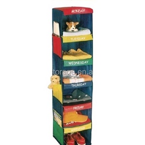 Colourful kids clothes hanging closet organizer