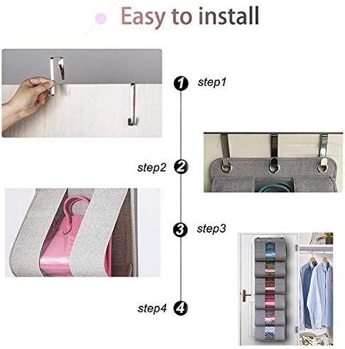 Dust-Proof Handbag Purse Organizer Storage Bag Hanger for Closet Wall with 6 Easy Access Deep Pockets and Visible Window