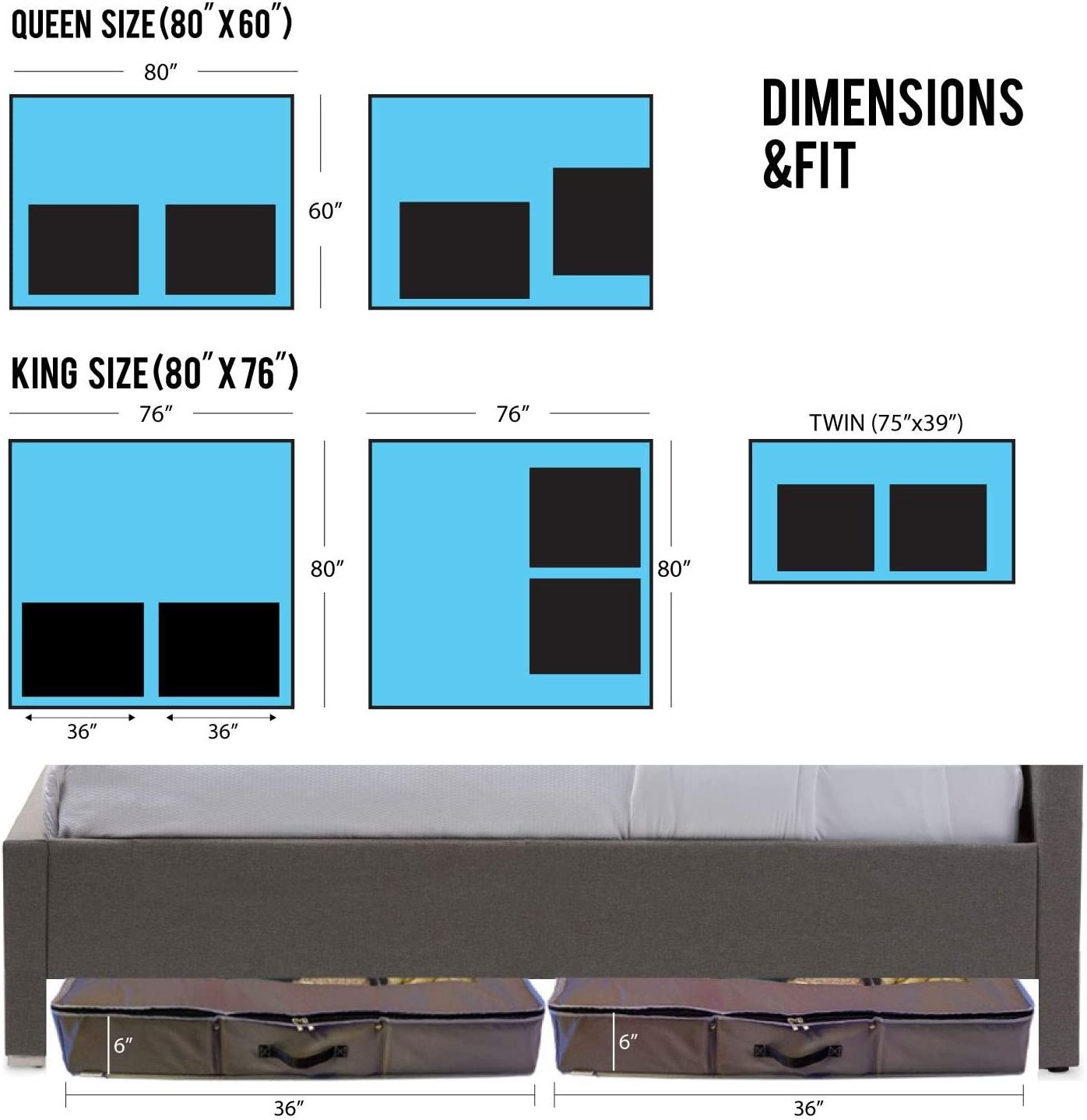 Under Bed Boots Shoes Clothes Storage Organizer with Adjustable Dividers, Fits Tall Boots or 12 Pairs of Shoes