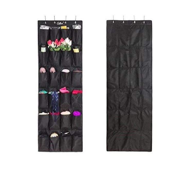 24 large pockets hanging shoe bag closet shoe rack with 4 metal hooks