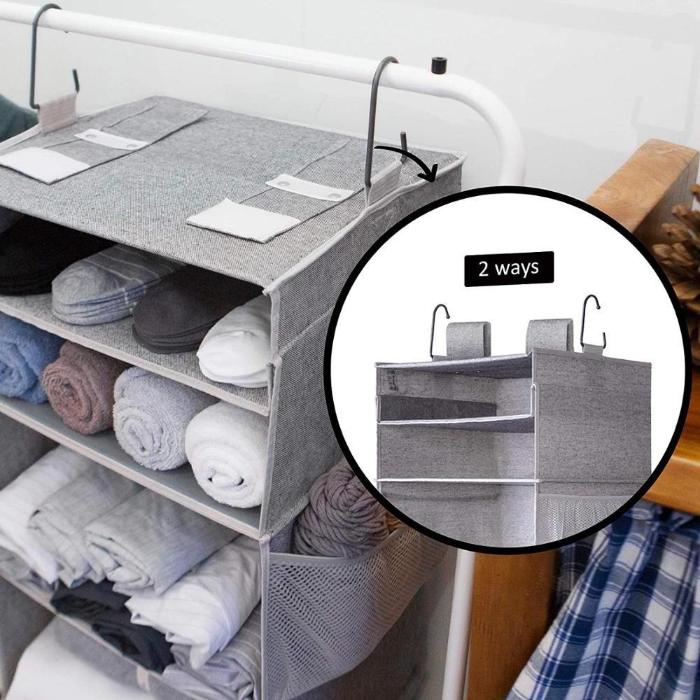 6-shelf Closet Storage Organiser, Double Rod Non-woven Fabric Clothes Storage Organizer