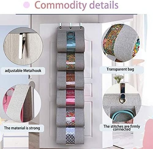 Dust-Proof Handbag Purse Organizer Storage Bag Hanger for Closet Wall with 6 Easy Access Deep Pockets and Visible Window