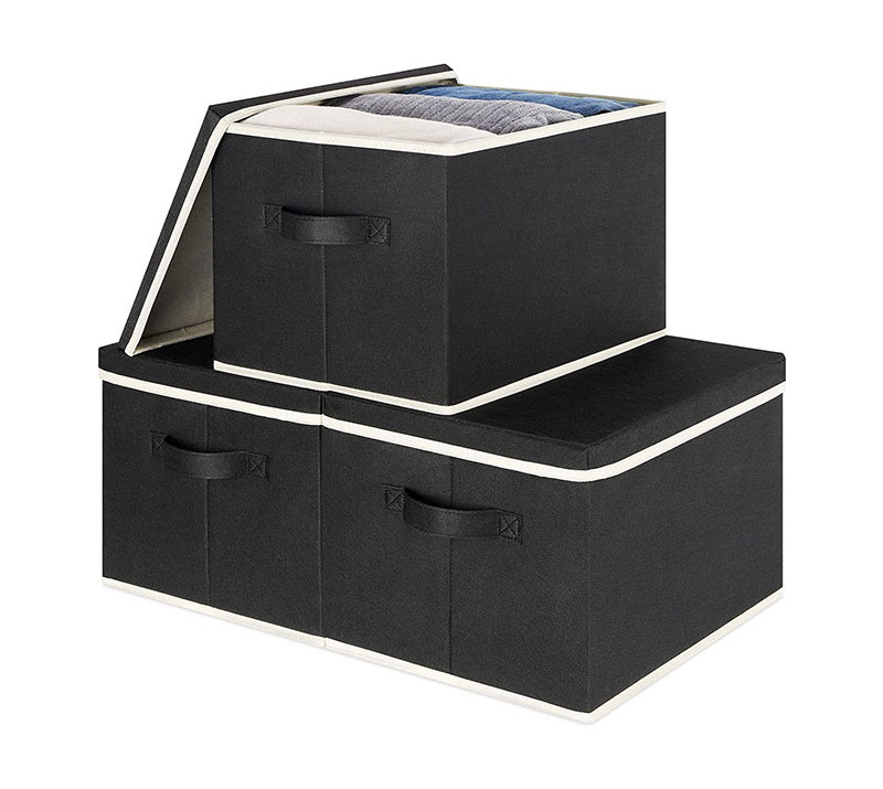 20L Foldable Fabric Sturdy Closet Storage Bins with Lids and Handles, Stackable for Home Office