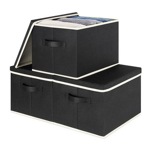 20L Foldable Fabric Sturdy Closet Storage Bins with Lids and Handles, Stackable for Home Office