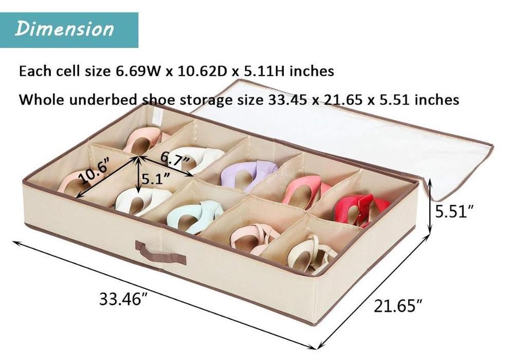 Breathable Folding Under Bed Shoe Organizer