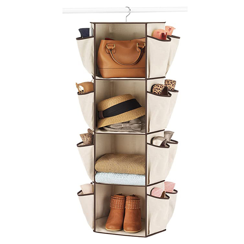 Multi-functional 360 Degree Non-woven Carousel Organizer 5-tier Spinning Closet Organizer Storage Bag