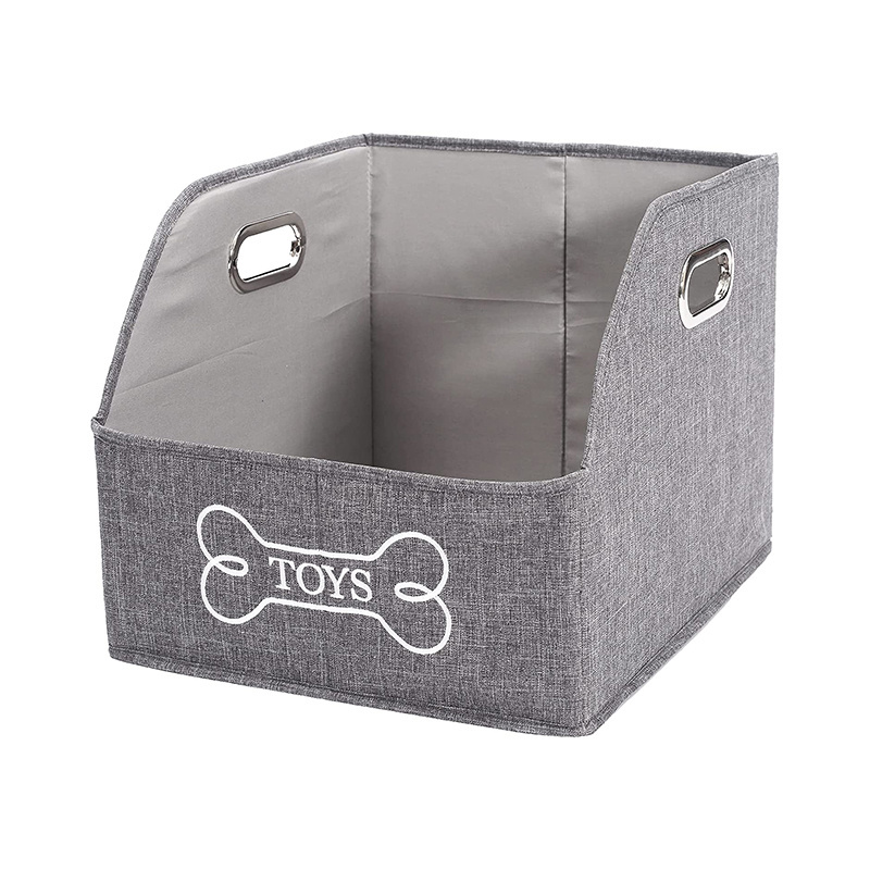 Foldable Trapezoid Canvas Big Dog Toys Storage Bins with Metal Handles, Durable and Long-Lasting Use