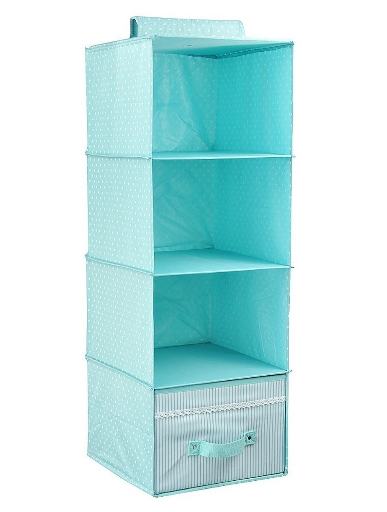 Collapsible Hanging Wardrobe Storage Shelves Shoe Rack 4-tier with Drawer Storage Shelves