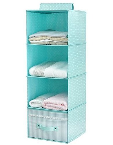 Collapsible Hanging Wardrobe Storage Shelves Shoe Rack 4-tier with Drawer Storage Shelves