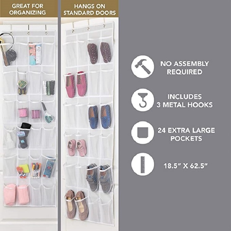 24-Pocket colorful Pink Over-the-Door Shoe Organizer