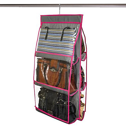 6 Pocket Hanging Purse Organizer six buckles bag hanger