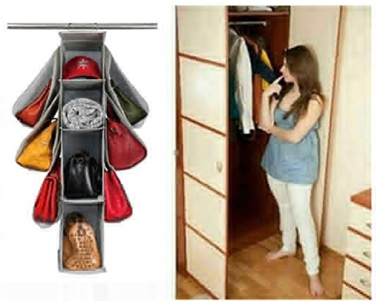 Fashionable Multi function spins 360 Hanging Handbag organizer with boots storage