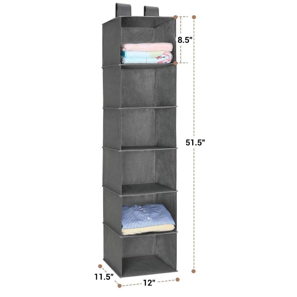 6 shelf Non woven clothes hanging closet organizer storage bag