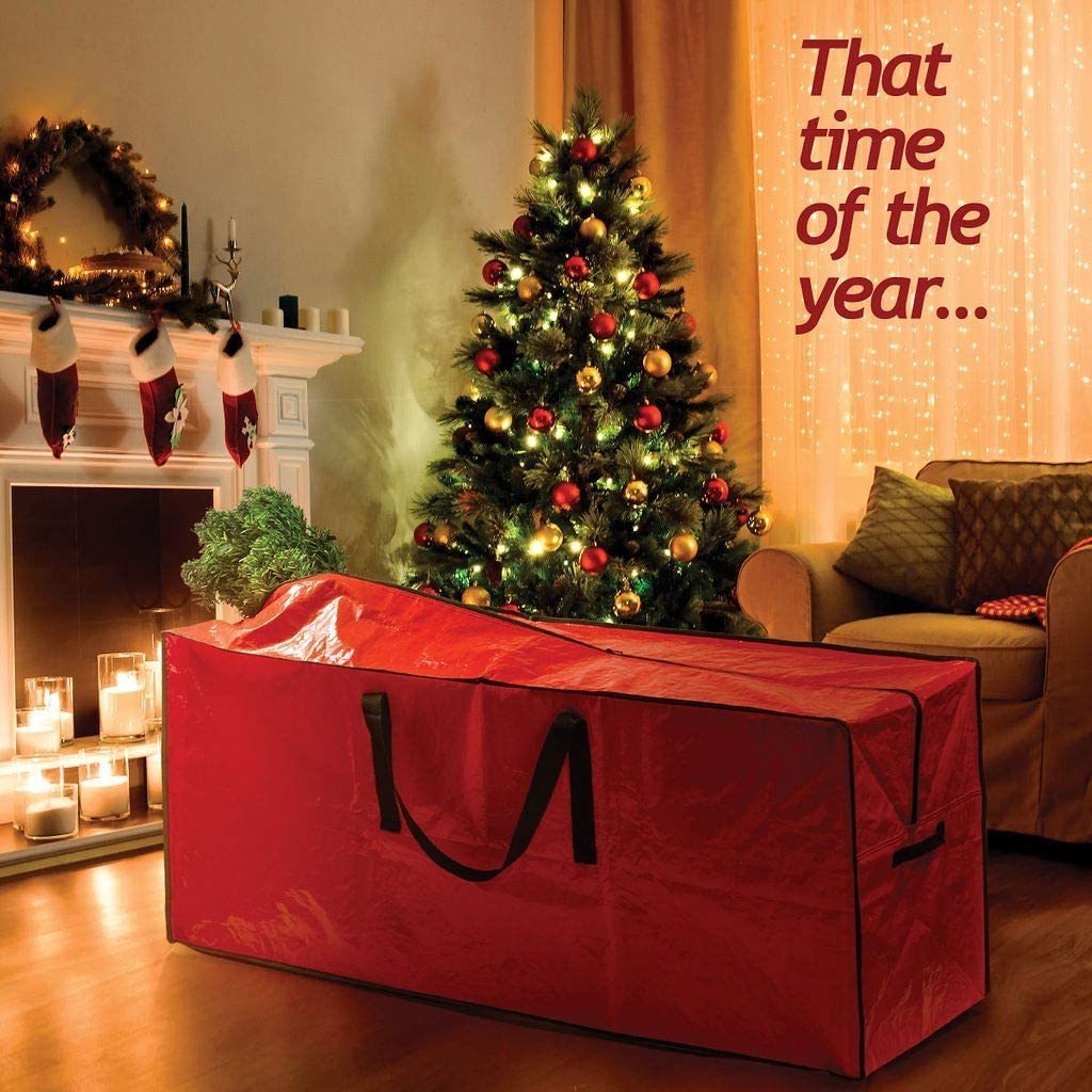 Foldable Polyester Fabric Christmas Tree Storage Bag,(Red)