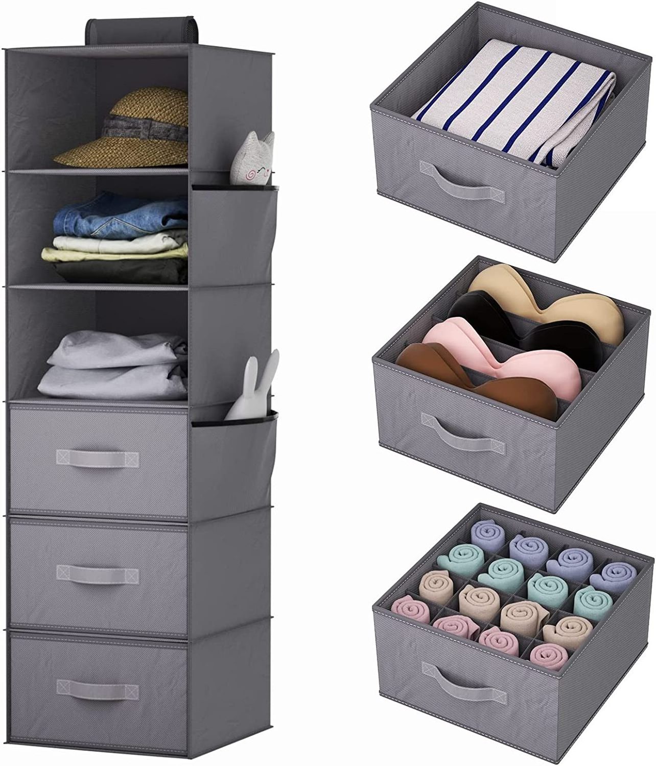 Hanging Closet Organizer Clothes Closet Organizers and Storage Shelves Hat Holder with Large Shelf and Side Mesh