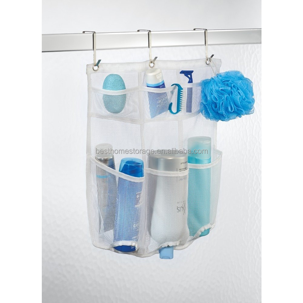 Bathroom Over The Door Nylon Shower Caddy holder Organizer, for Shampoo, Conditioner, Soap - White