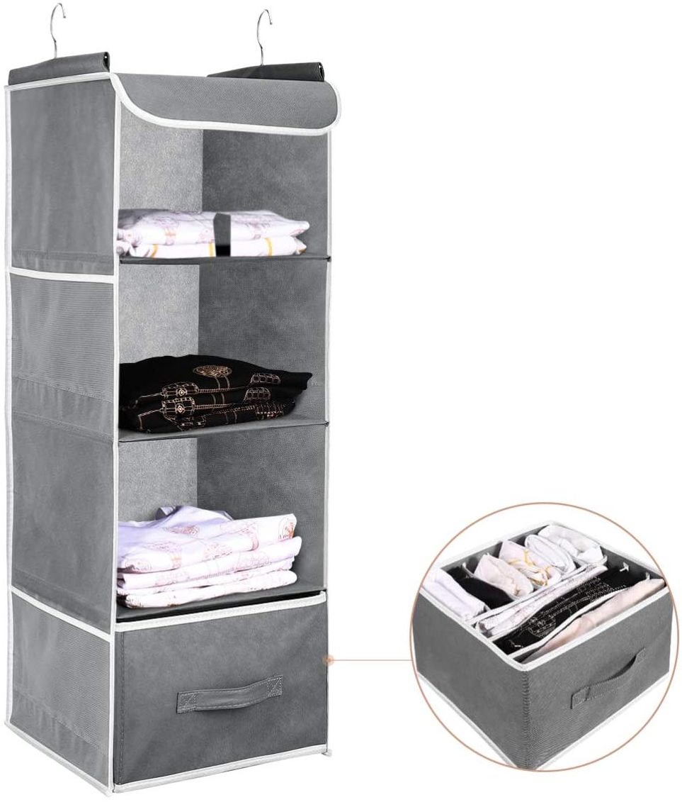 Household folding 4-layer clothes storage hanging cabinet