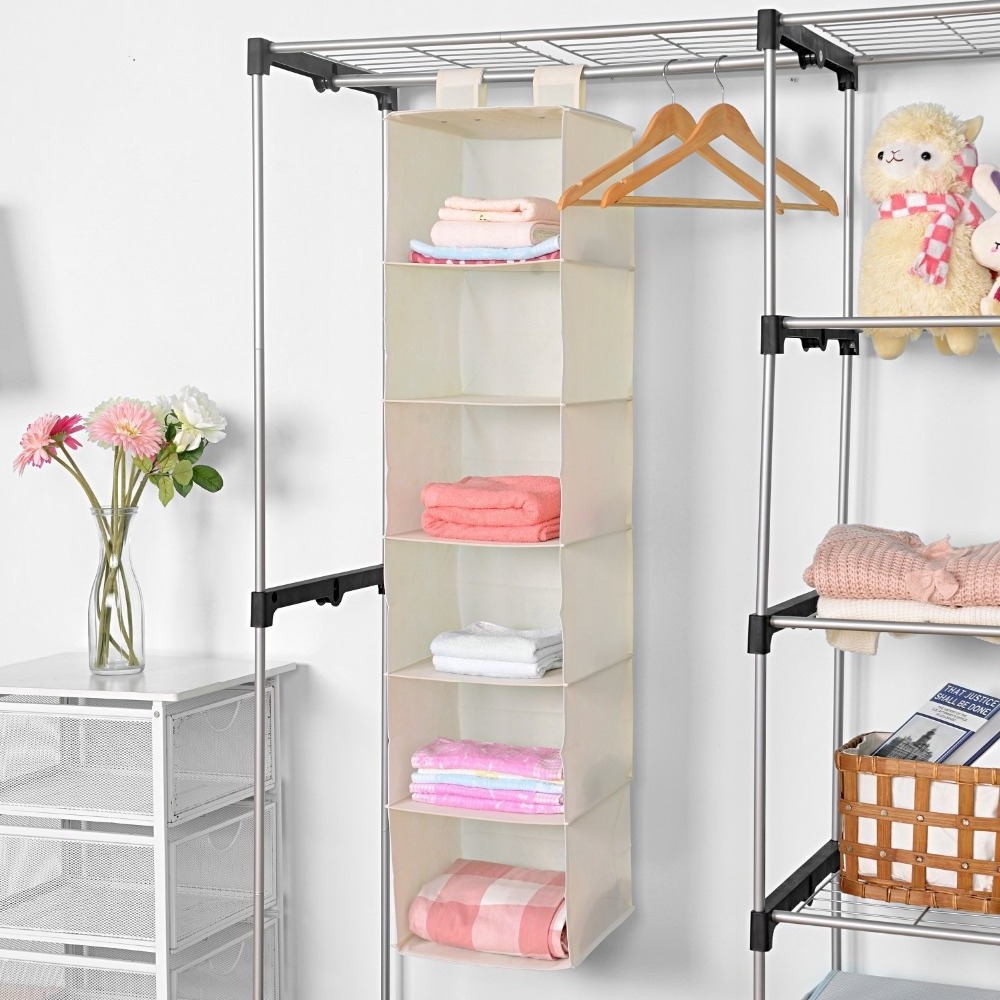 Accessory Shelves Foldable Organizer Non Woven 6 Closet Hanging Organizer