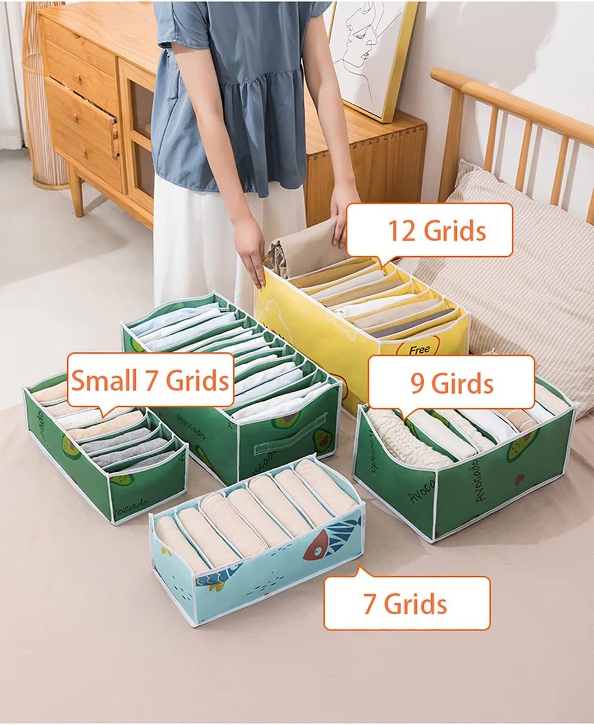 2-piece washable closet, grid foldable visual closet organizer