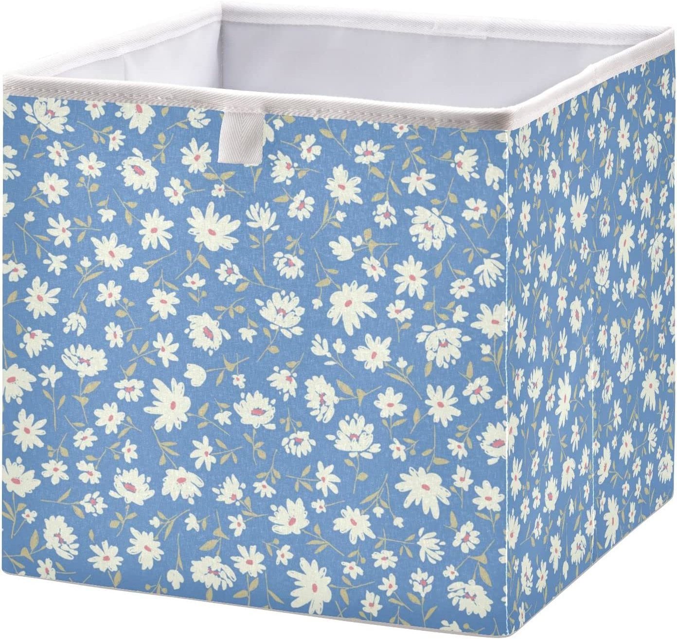 Cute Floral Pattern Open Home Storage Bins, for Home Organization and Storage, Toy Storage Cube