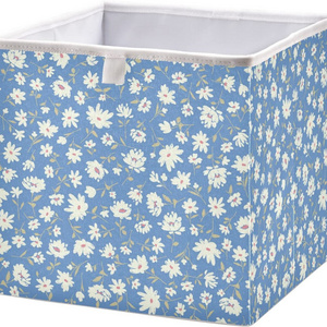 Cute Floral Pattern Open Home Storage Bins, for Home Organization and Storage, Toy Storage Cube