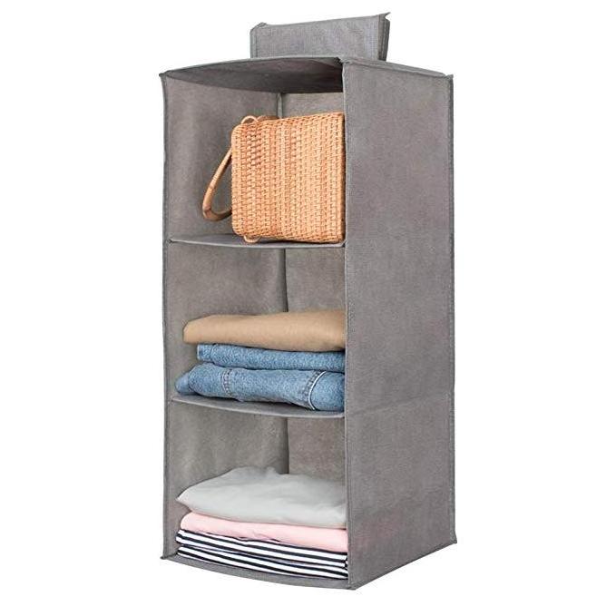 Collapsible 3 Shelf Hanging Closet Organizer, Storage Wardrobe Organizer for Clothes, Sweaters Shoes SOCK