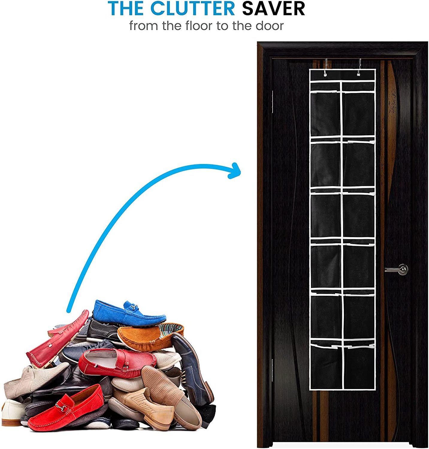 Over The Door Shoe Organizer 12 Mesh Pockets Hanging Shoe Holder for Maximizing Shoe Storage