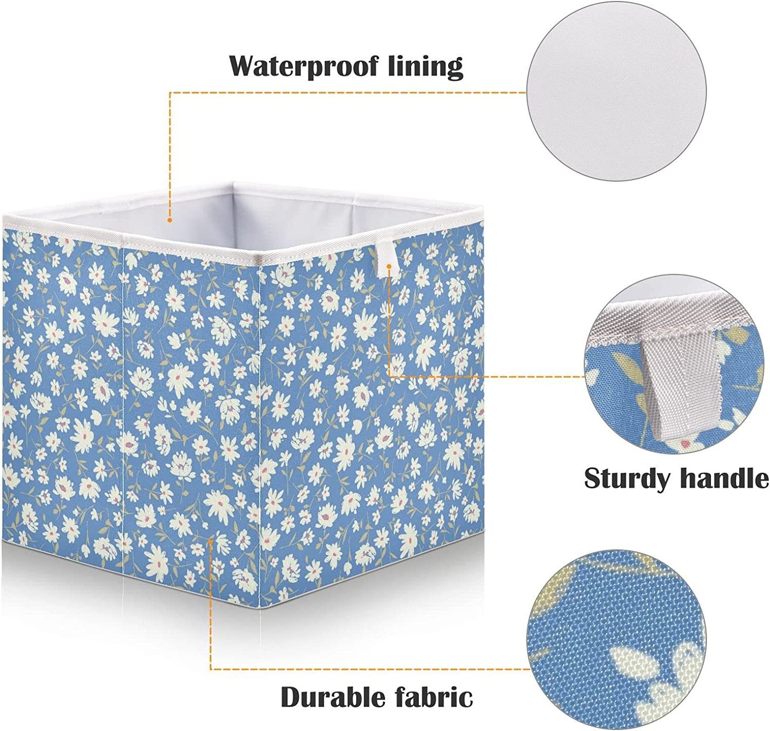 Cute Floral Pattern Open Home Storage Bins, for Home Organization and Storage, Toy Storage Cube