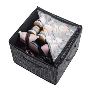 Shoe Storage Organizer Box for Closet with Clear Window & Adjustable Dividers