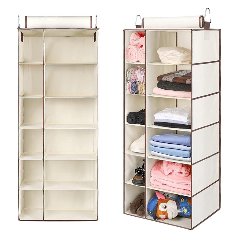 Foldable Clothes Organizer with Hanging Shoe Organizer for Closet Dorm Bedroom