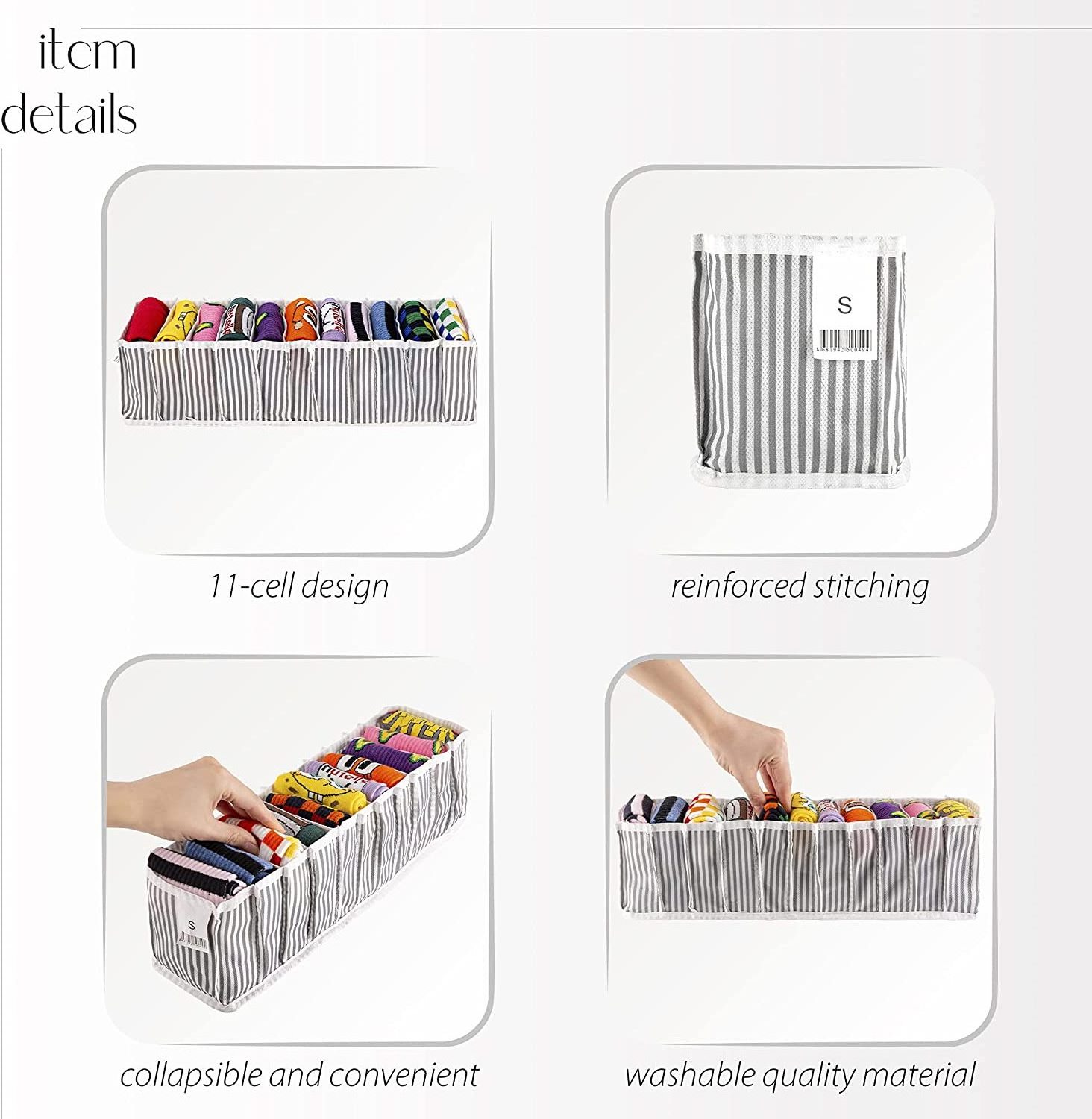 Closet Underwear Drawer Organizer with Foldable Compartments for Clothing, Tshirt, Towels, Underwear