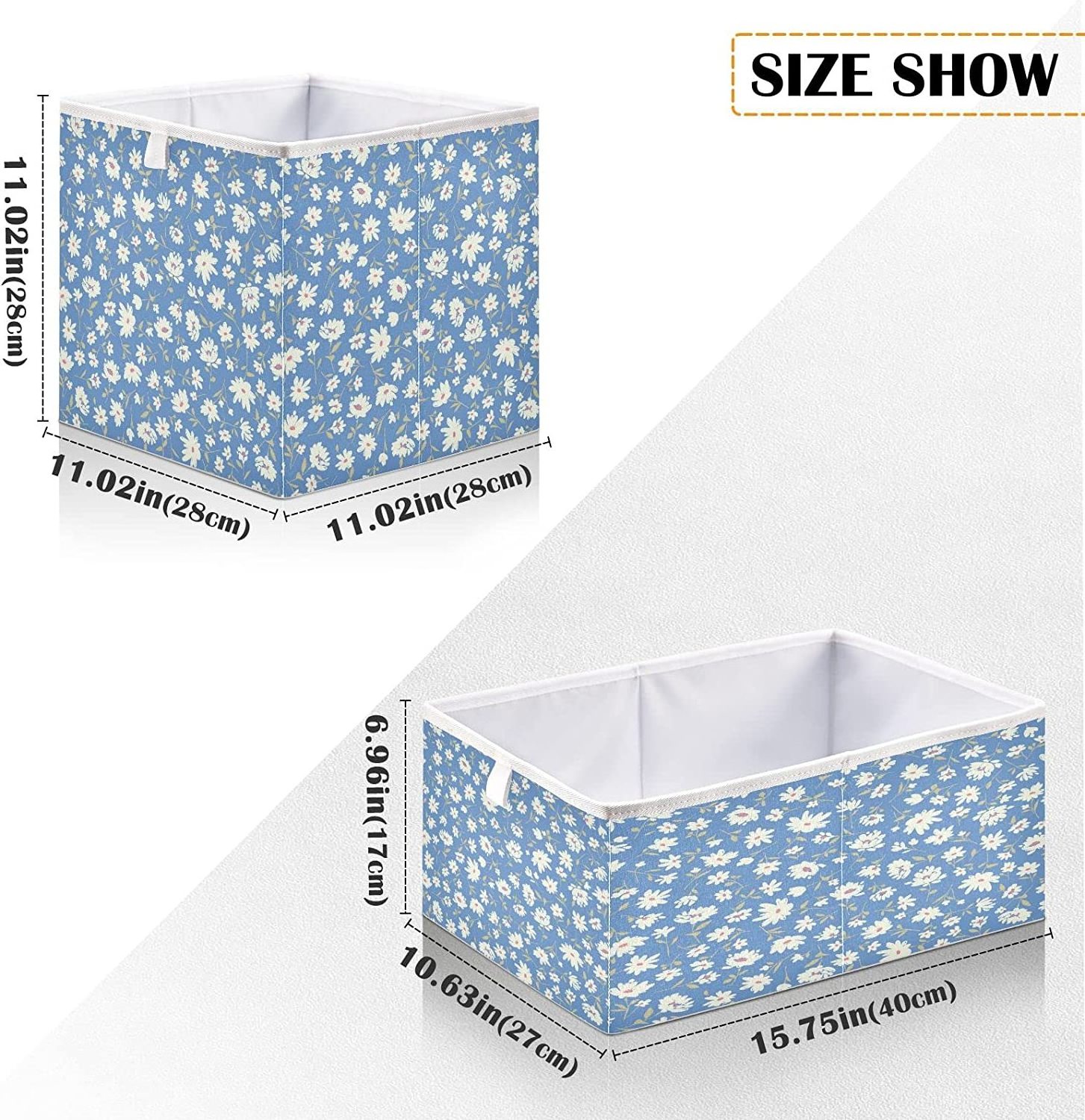 Cute Floral Pattern Open Home Storage Bins, for Home Organization and Storage, Toy Storage Cube